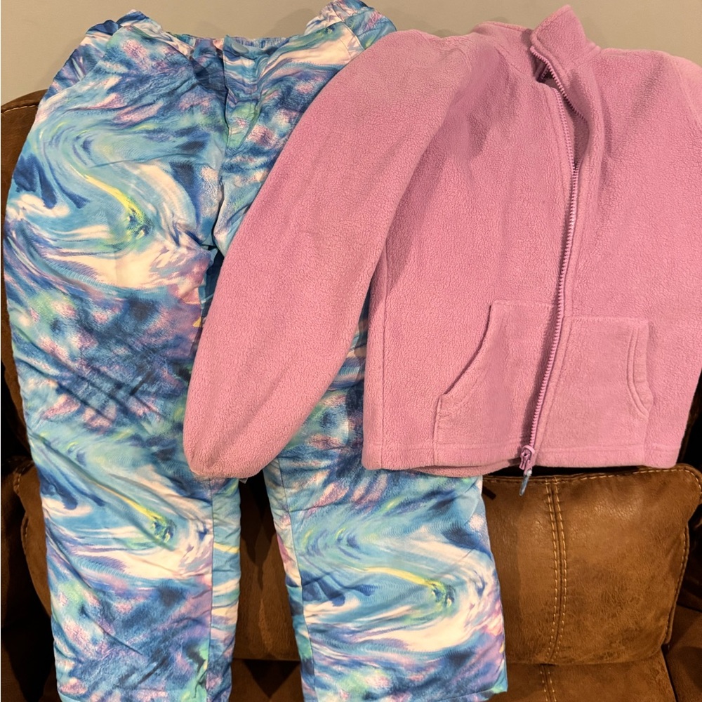 The Children's Place Purple Jacket and Blue Swirl Pants Set